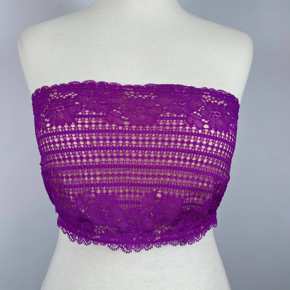Intimately Free People Lace Bra Bralette Camila Bandeau Purple Size Small